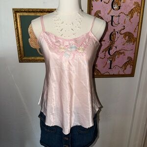 Pink Embroidered Satin Women's Top